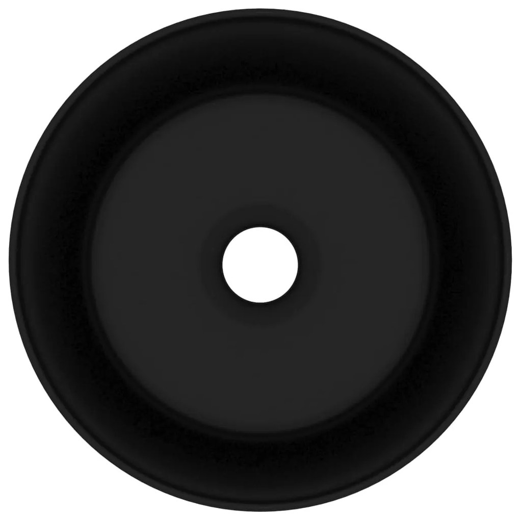 Lavatório luxuoso redondo 40x15 cm cerâmica preto mate