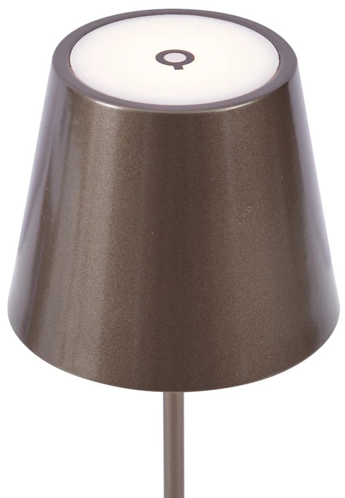 Candeeiro de mesa moderno bronze escuro 37cm incl. LED regulável IP54 recarregável - Topi Moderno