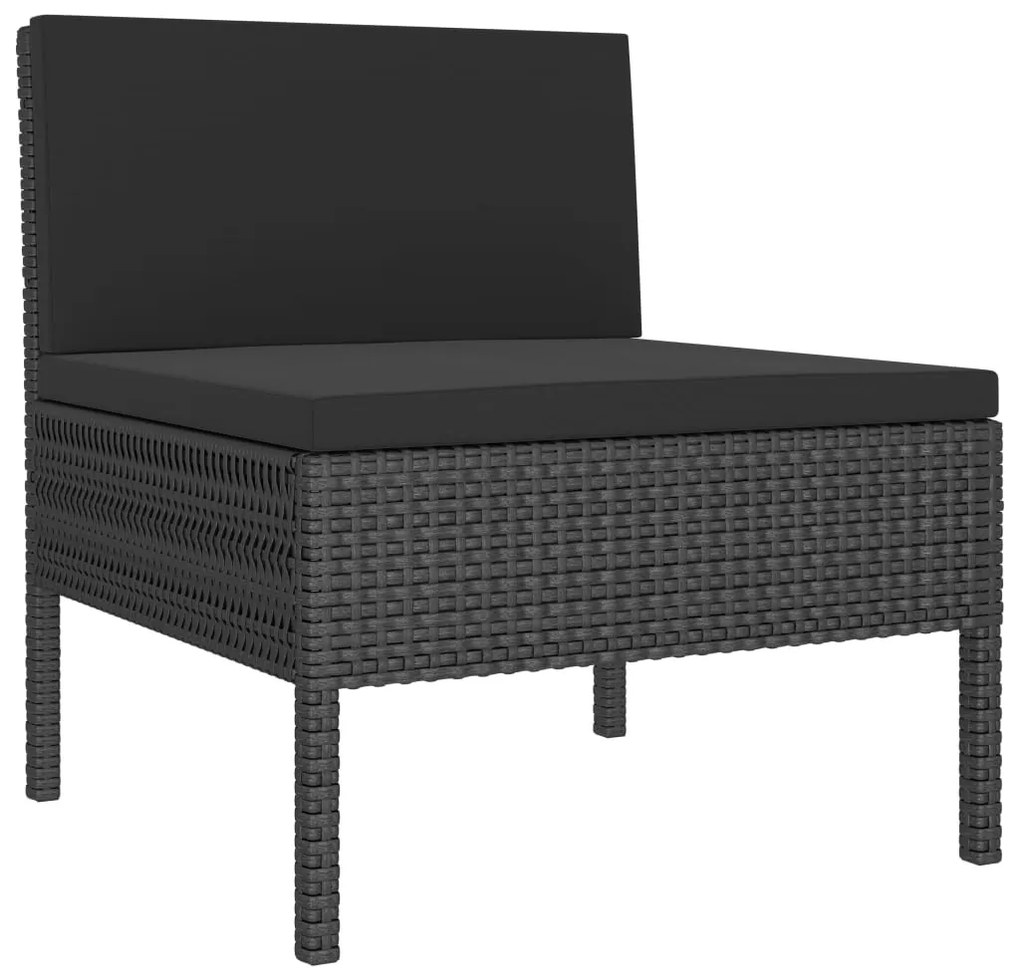 6 pcs conjunto lounge de jardim c/ almofadões vime PE preto