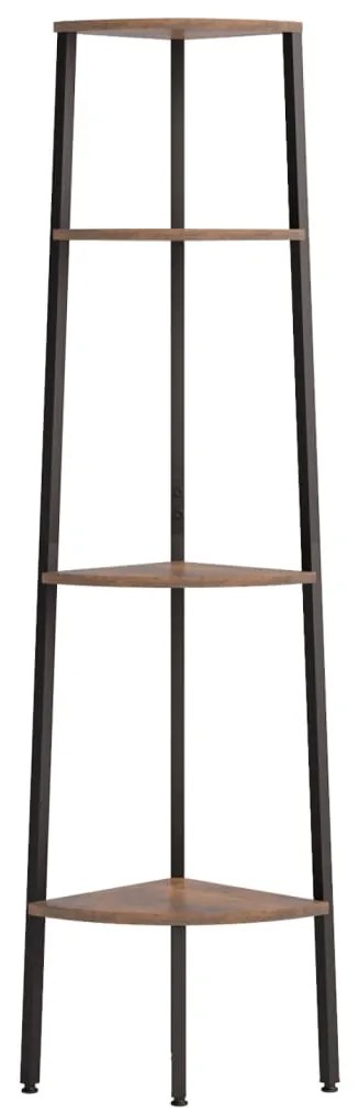 Estante canto 4 prat. 45,5x31,5x150 cm castanho-escuro/preto