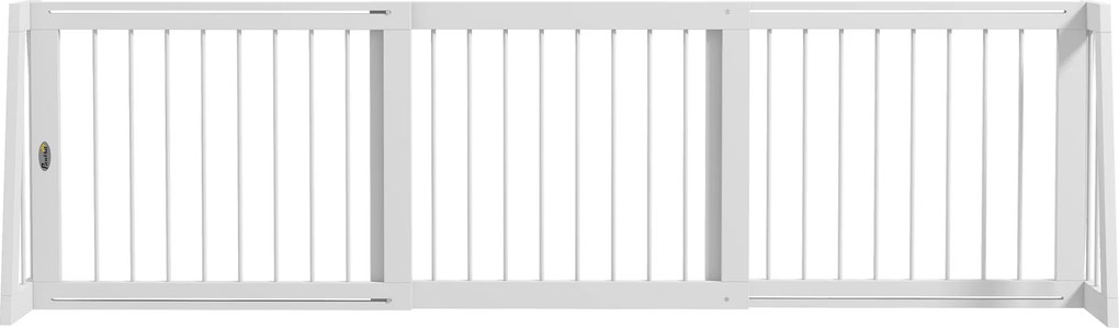 PawHut Portão para Cães, antiderrapante, autoportante, extensível, armação de madeira, 71-190x38,5x56cm, Branco | Aosom Portugal