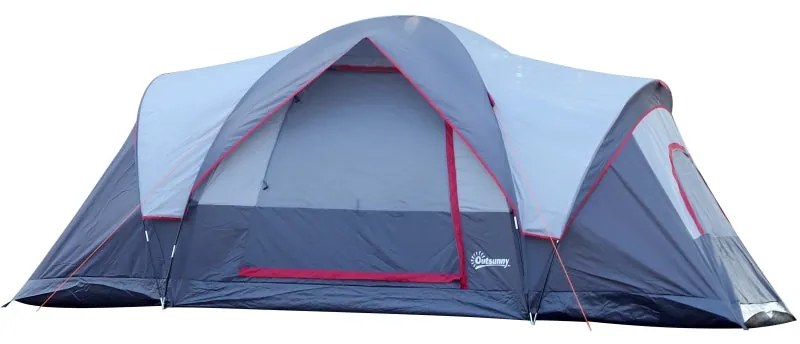 Tenda de Campismo para 5-6 Pessoas - 455x230x180cm - Cinzento