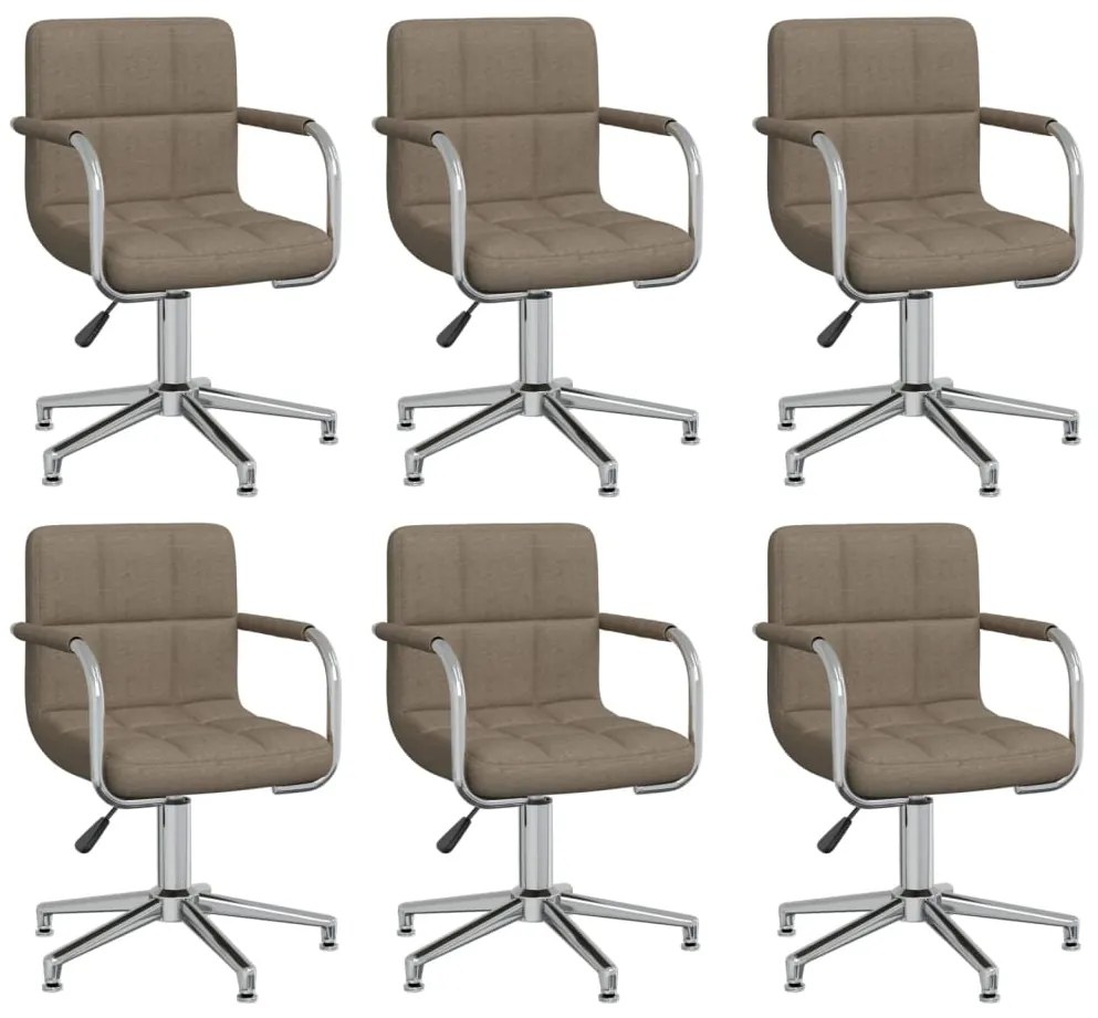 vidaXL Cadeiras de jantar giratórias 6 pcs tecido cinzento-acastanhado