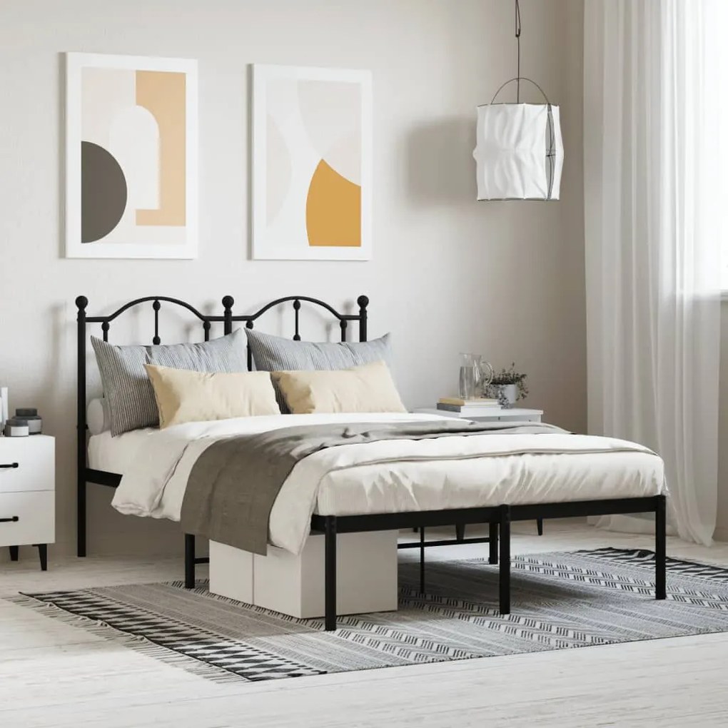 vidaXL Estrutura de cama com cabeceira 120x190 cm metal preto