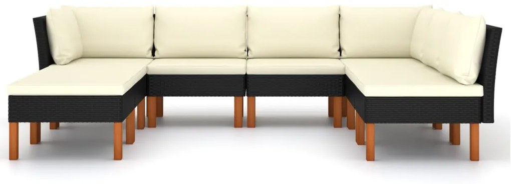 8 pcs conjunto lounge de jardim c/ almofadões vime PE preto