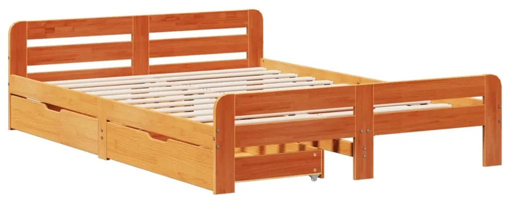 Cama sem colchão 140x190 cm pinho maciço castanho-mel