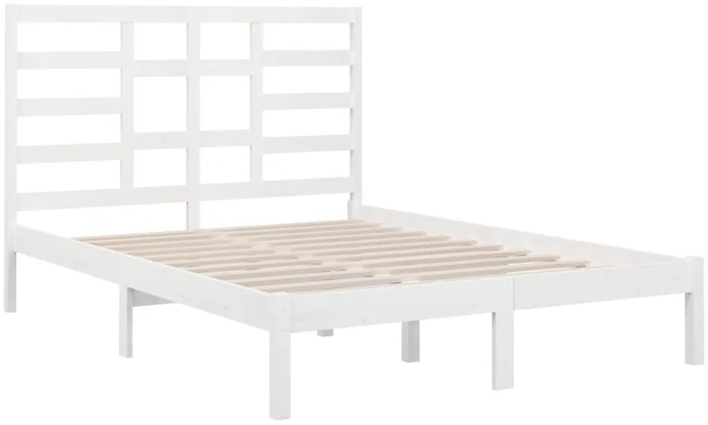 Estrutura de cama 140x200 cm madeira maciça branco