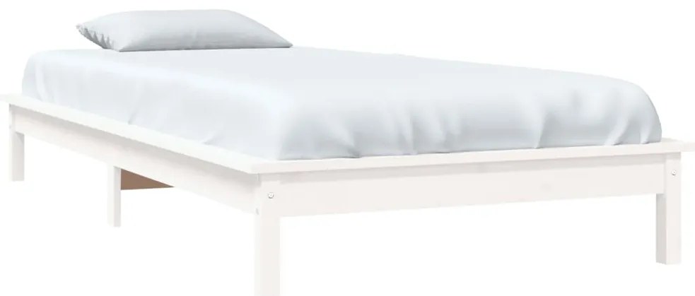 Estrutura de cama 90x200 cm pinho maciço branco
