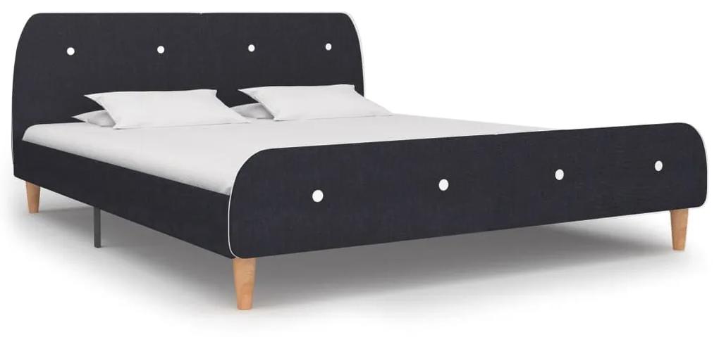 Estrutura de cama 160x200 cm tecido cinzento-escuro