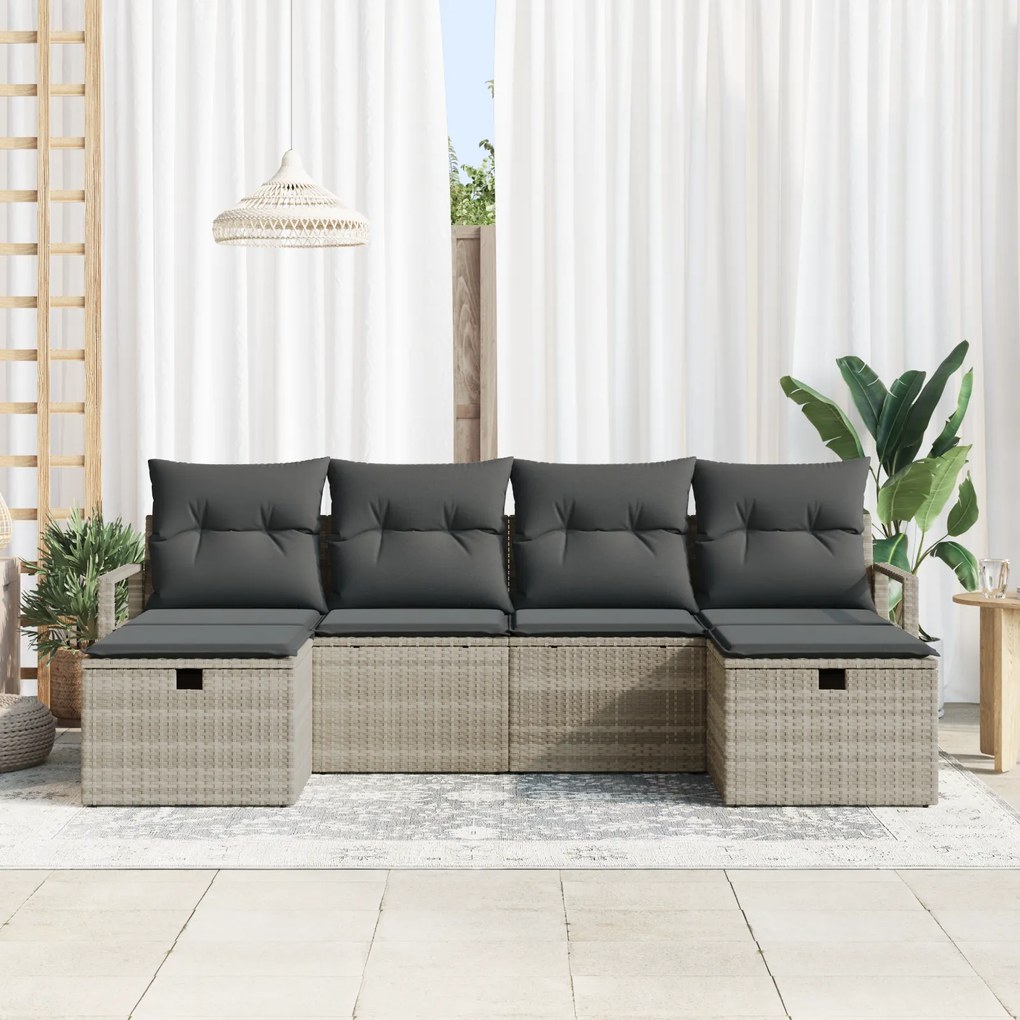 Conjunto de Sofá de Jardim vidaXL de 6 peças com Almofadas Cinza Claro