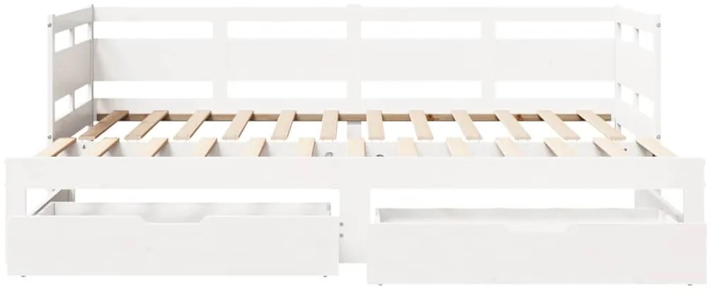 Sofá-cama com gavetão e gavetas sem colchão 90x200 cm branco