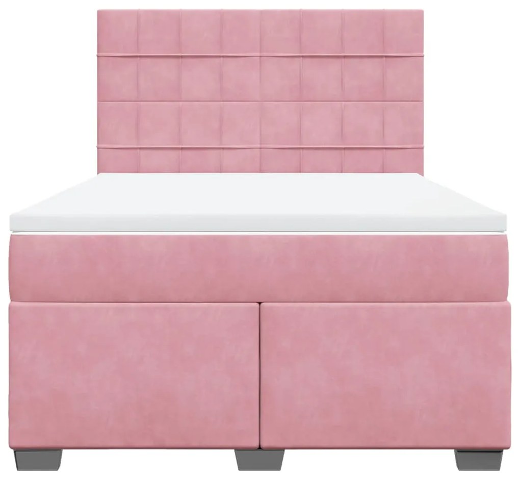 Cama com molas/colchão 160x200 cm veludo rosa