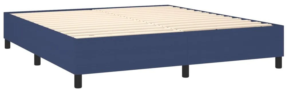 Cama box spring c/ colchão e LED 160x200 cm tecido azul