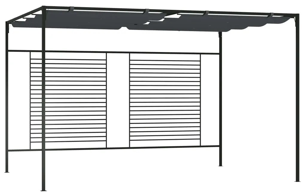 Gazebo com toldo retrátil 4x3x2,3 m 180 g/m² antracite