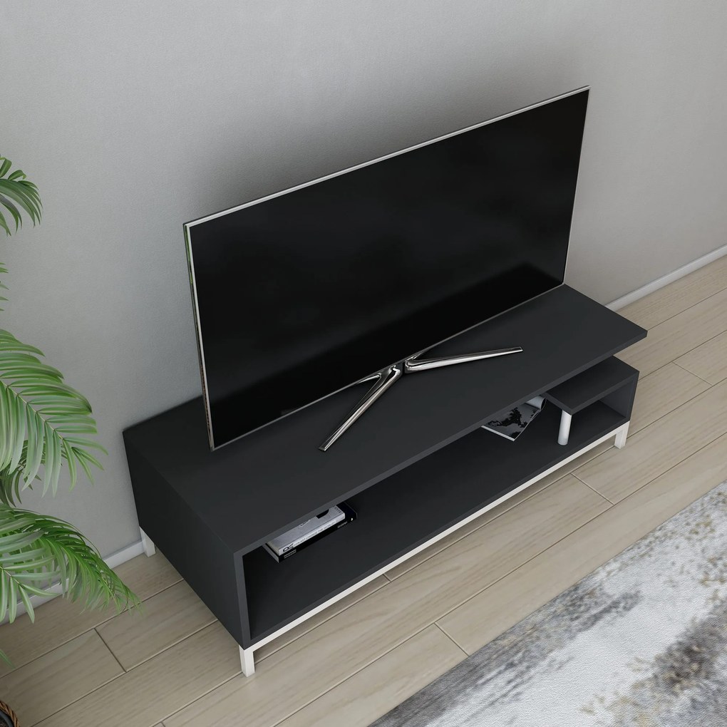 Móvel TV Reilly – Branco/Antracite – 120x44,6x37,6 cm