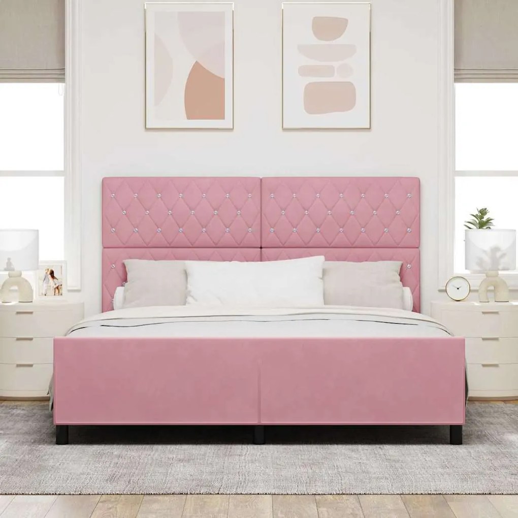 Estrutura de Cama vidaXL Rosa 180x200 cm Veludo