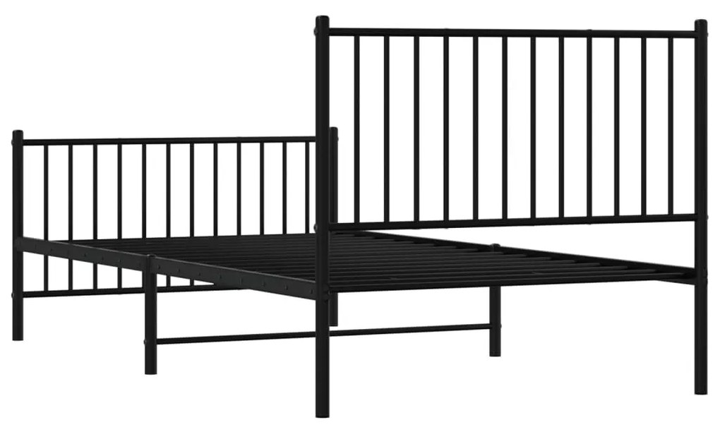 Estrutura de cama com cabeceira e pés 100x200 cm metal preto