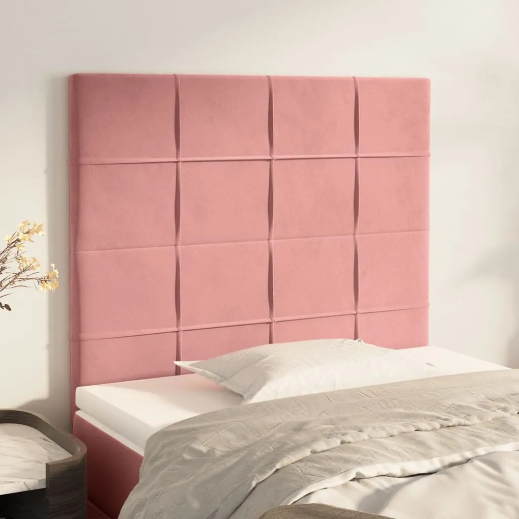 Cabeceira de cama 2 pcs veludo 90x5x78/88 cm rosa