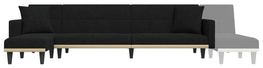 Sofá-cama em forma de L 275x140x70 cm tecido preto