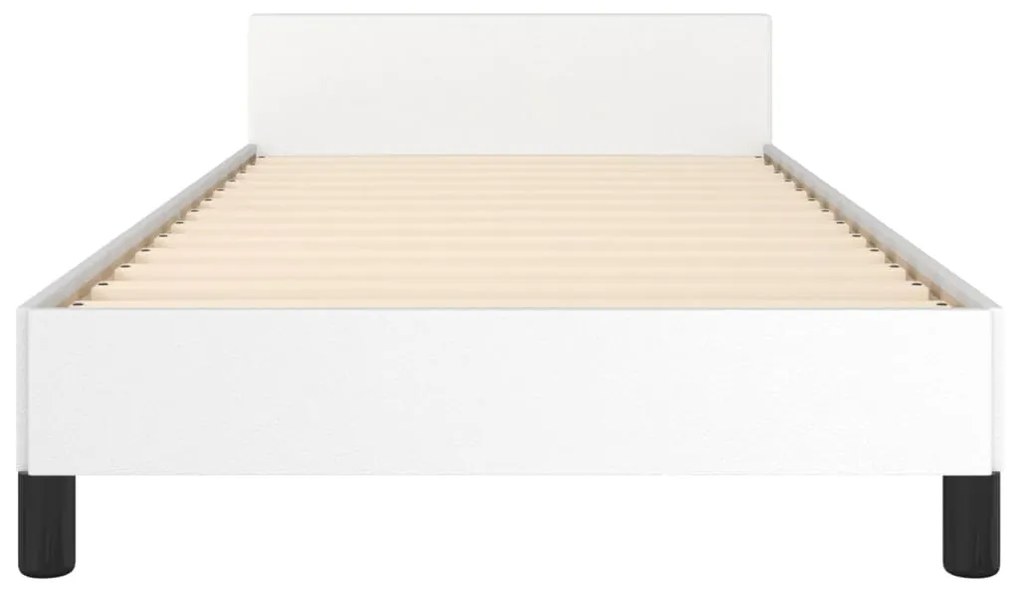 Estrutura de Cama Salu com Cabeceira em Couro Artificial Branco - 80x2