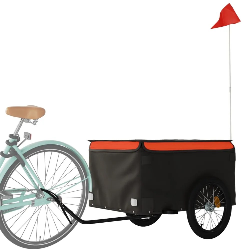 Reboque para bicicleta 45 kg ferro preto e laranja