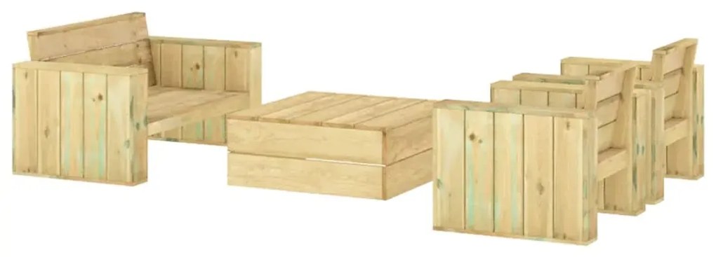 4 pcs conjunto lounge de jardim madeira de pinho impregnada
