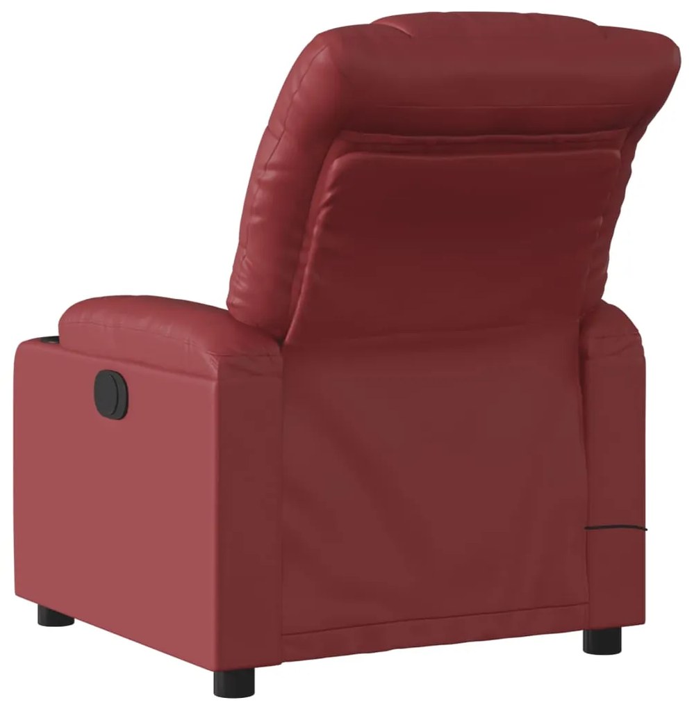 Poltrona massagens reclin. elétrica couro artif. vermelho-tinto