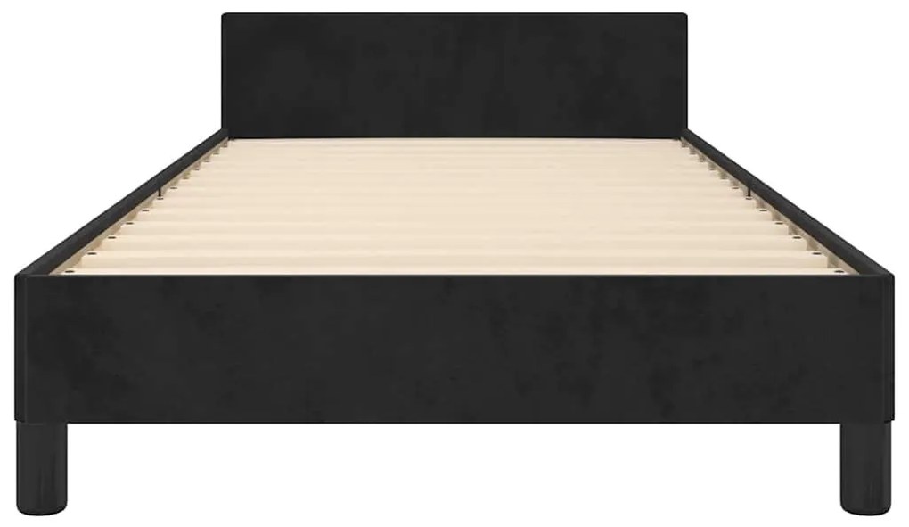 Estrutura cama c/ cabeceira sem colchão veludo 80x200 cm preto