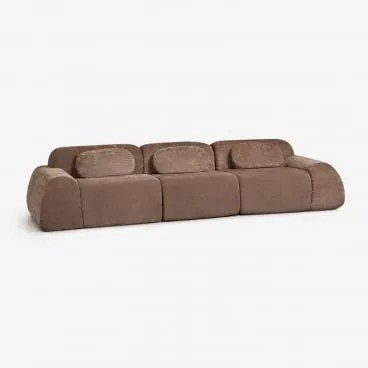 Sofá Modular De 3 Peças Em Chenille Embalado A Vácuo Merida Chenille Castanho Caramelo - Sklum