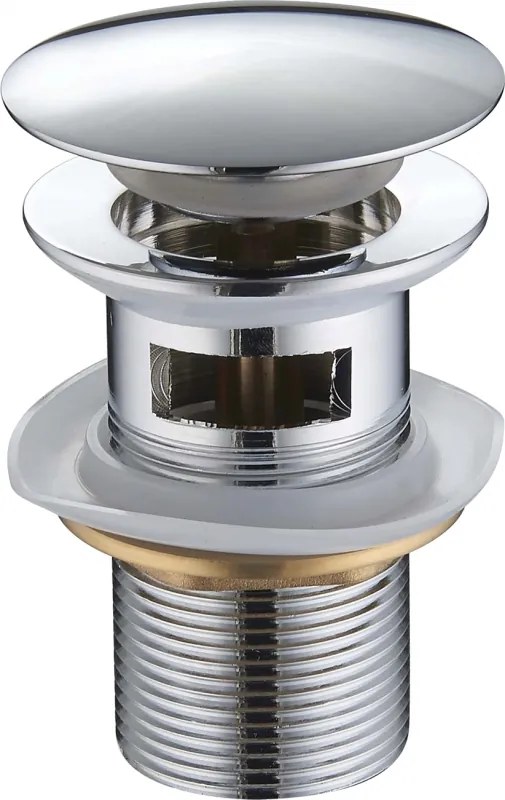 Mexen tampa tipo click-clack redonda com transbordo, cromada - 79920-00