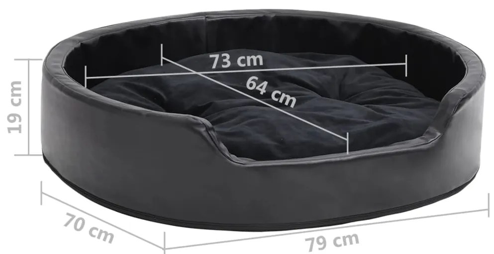 Ninho para cães 79x70x19 cm pelúcia/couro artificial preto