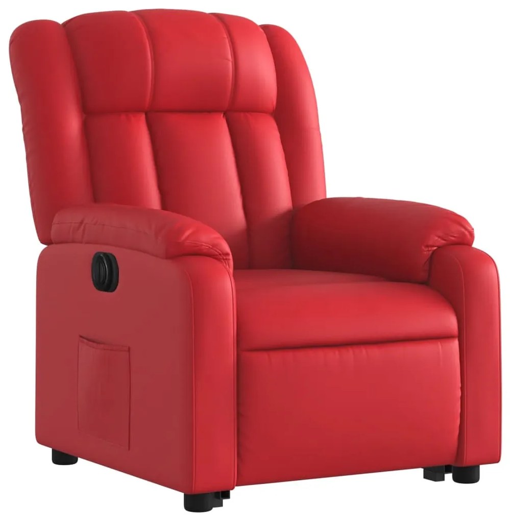 Poltrona reclinável elevatória elétrica couro artif. vermelho