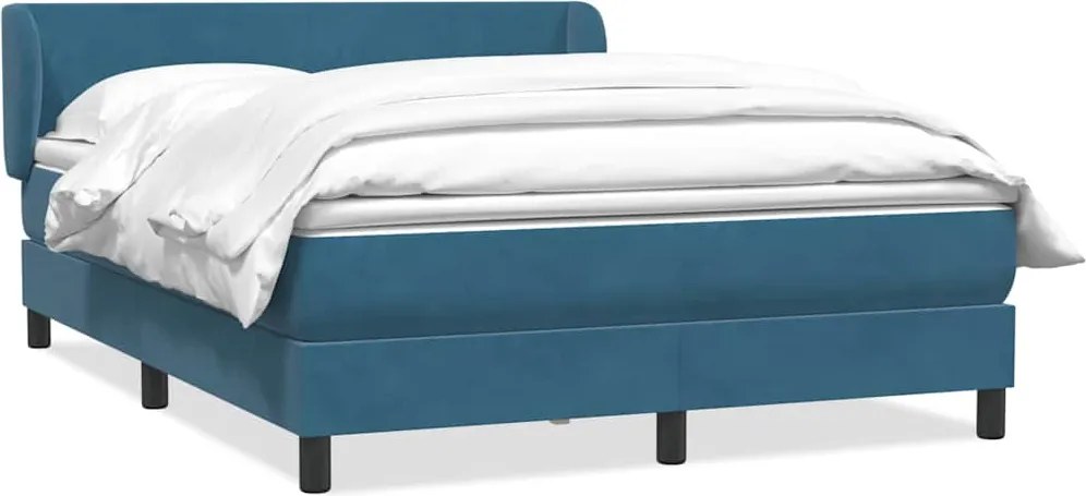 vidaXL Cama com molas/colchão 160x220 cm veludo azul-escuro
