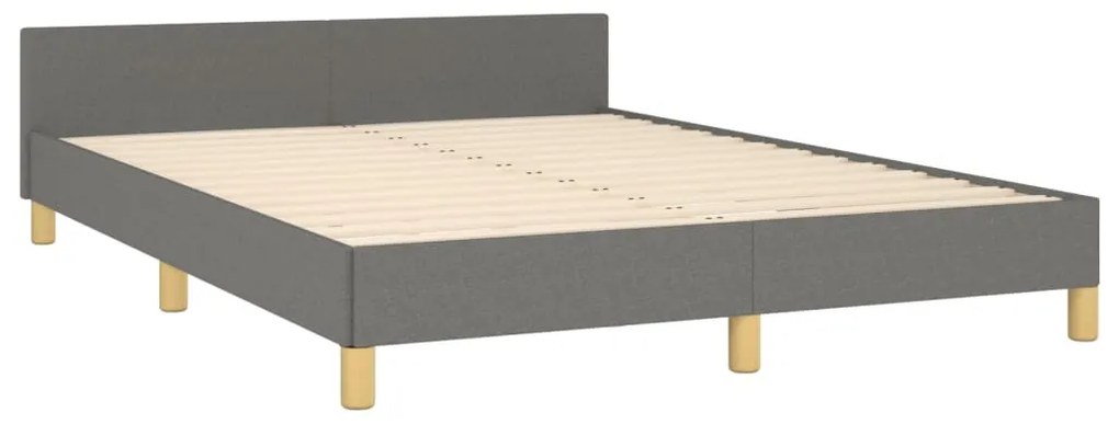 Estrutura de cama c/ cabeceira 140x200cm tecido cinzento-escuro