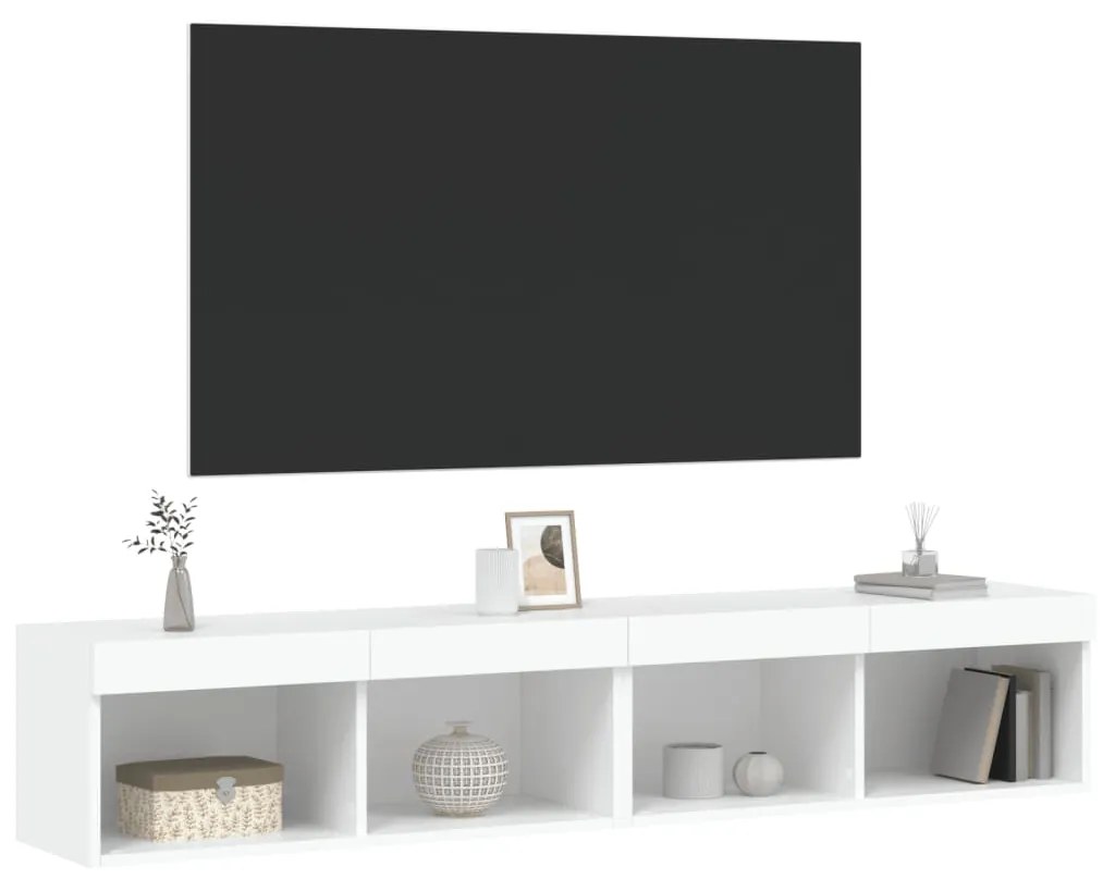 Móveis de TV com luzes LED 2 pcs 80x30x30 cm branco