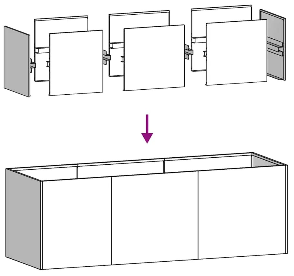 Vaso floreira 120x40x40 cm aço laminado a frio branco