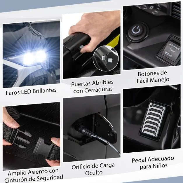 Carro elétrico para crianças Audi SQ8 licenciado de 12 V com controlo remoto Buzina Luzes LED Música 3 velocidades Arranque suave Preto