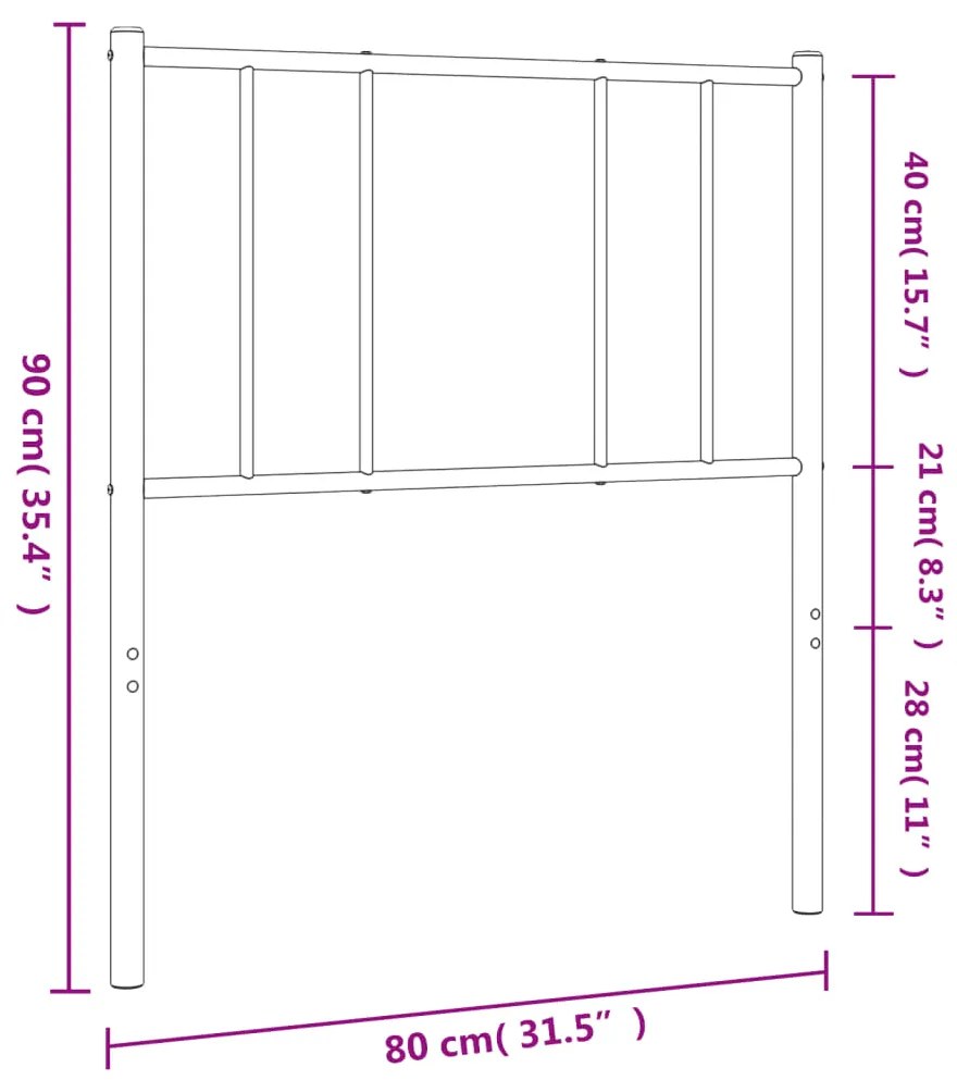 Cabeceira de cama 75 cm metal preto