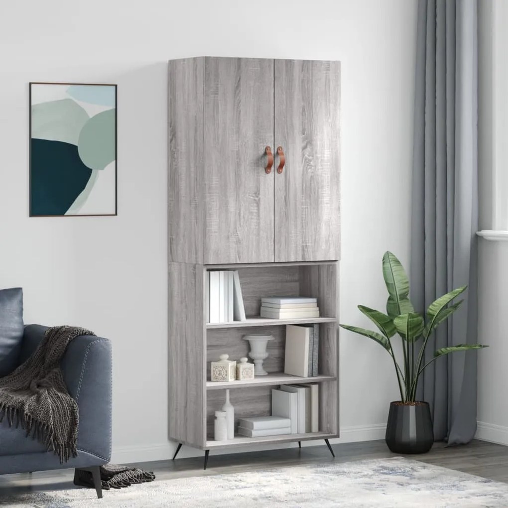 vidaXL Armário alto 69,5x34x180 cm derivados de madeira sonoma cinza
