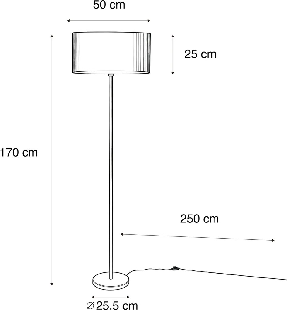 Candeeiro de Pé Japandi Bege com Abajur Castanho Claro 50cm - Simplo