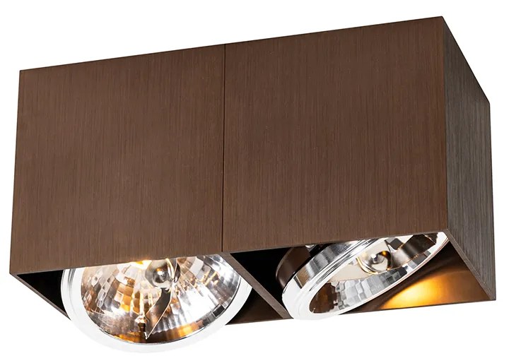 Foco de teto design bronze escuro retangular 2 luzes inclinável e rotativo - Box Design