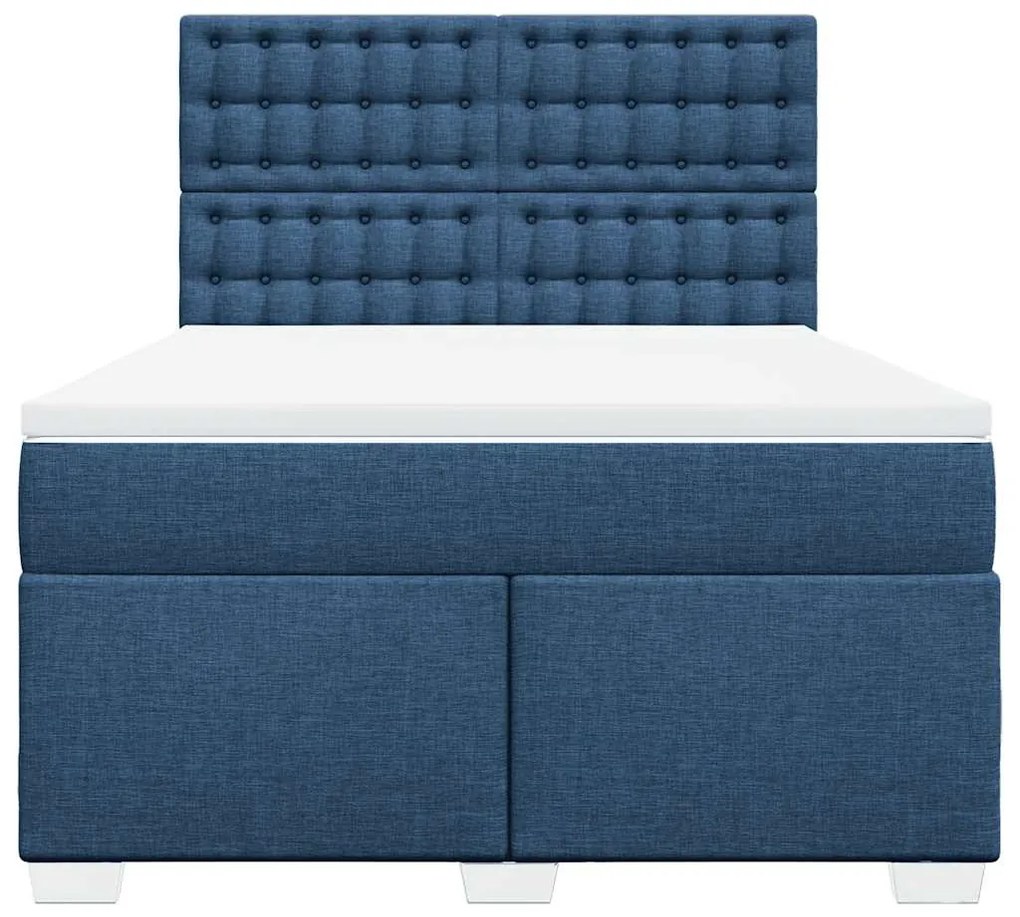 Cama com molas/colchão 140x190 cm tecido azul