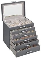 Caixa de joias SONGMICS, organizador de joias, estojo grande para joias, com 6 camadas e 5 gavetas, JBC138G01