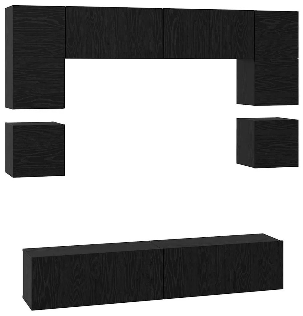 Conjunto de móvel de TV 8 pcs Carvalho Preto 80 x 30 x 30 cm