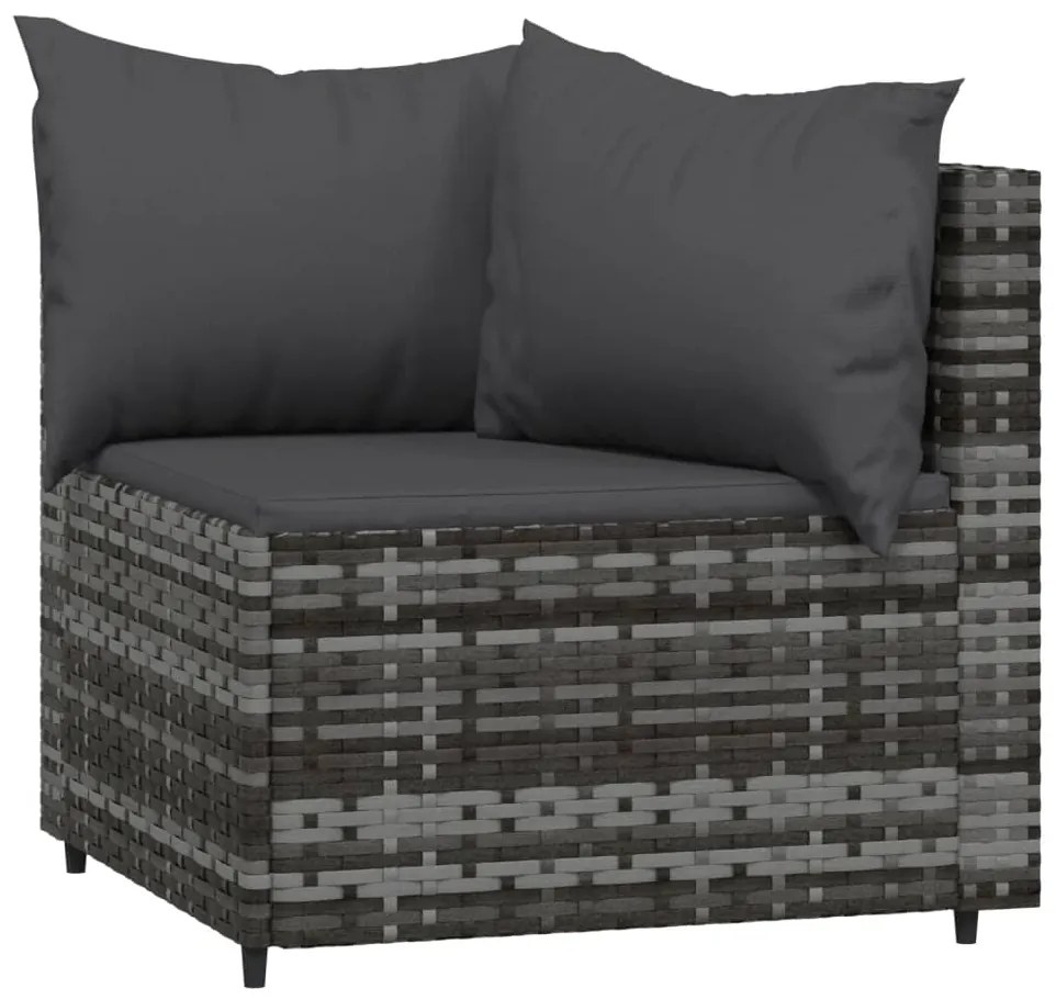 4 pcs conjunto lounge de jardim c/ almofadões vime PE cinzento
