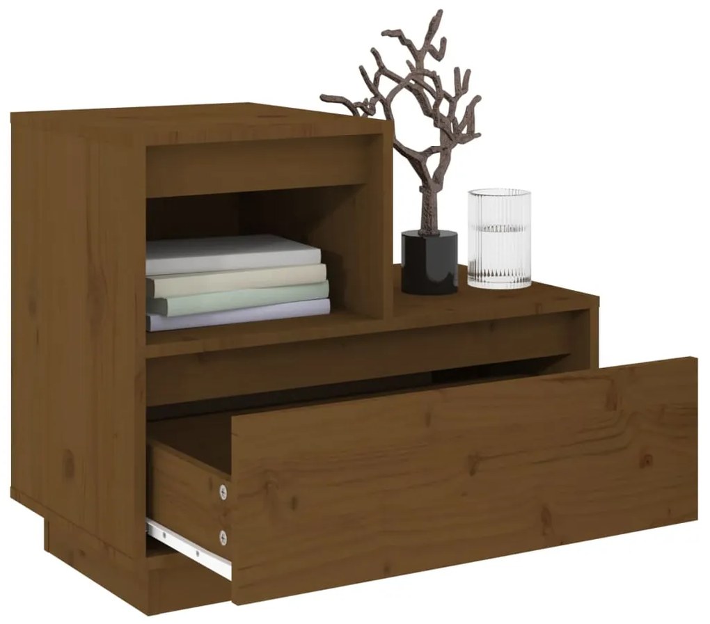Mesas de cabeceira 2 pcs 60x34x51 cm pinho maciço castanho mel