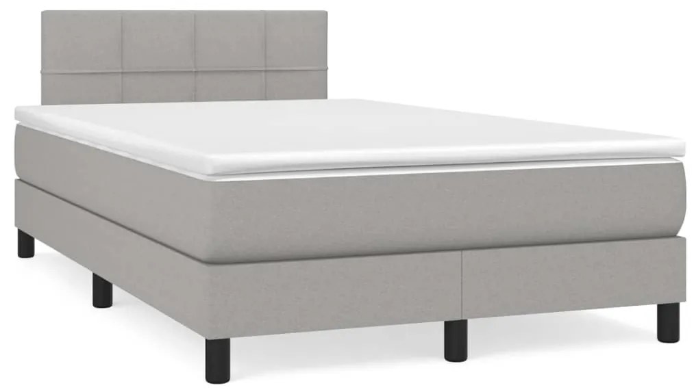 vidaXL Cama boxspring com colchão 120x190 cm tecido cinzento-claro