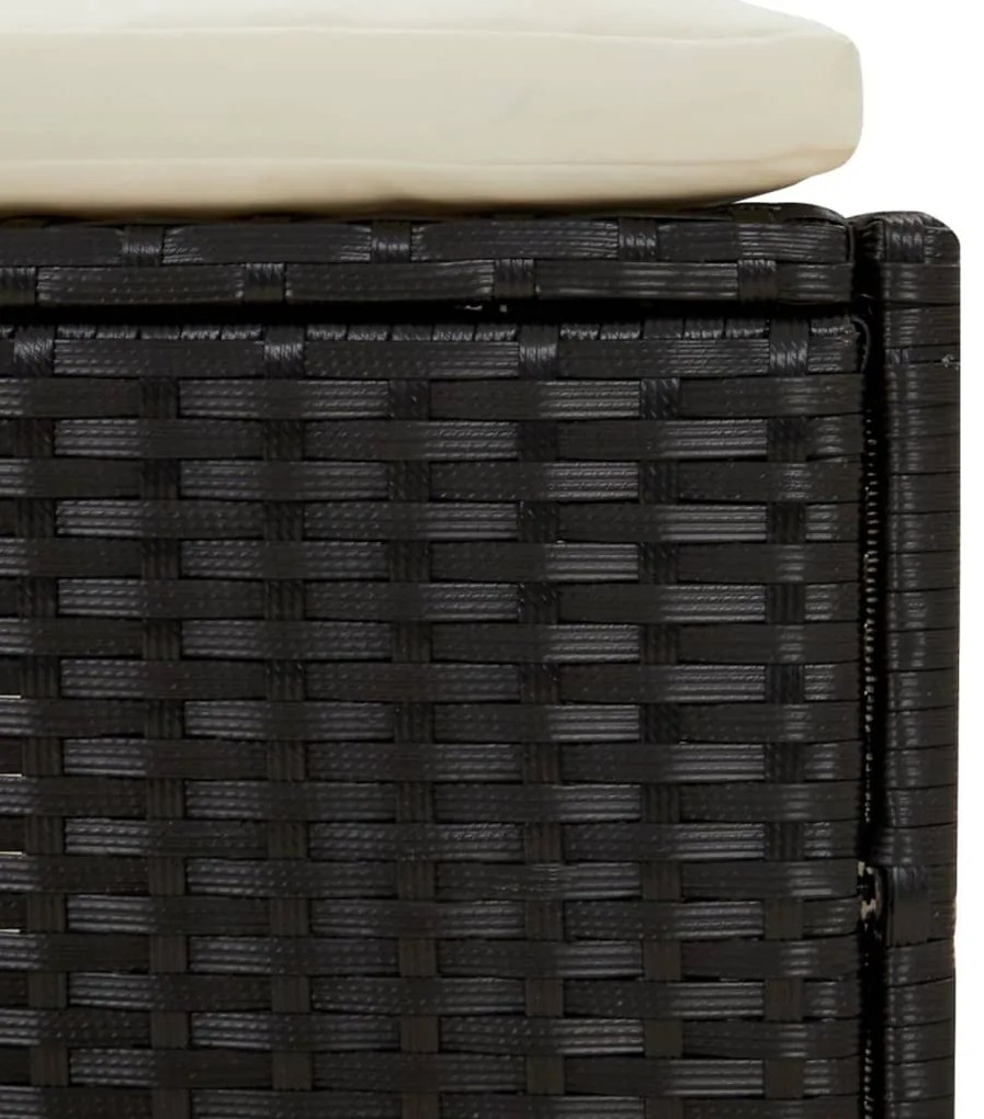 Bancos de spa com almofadões 2 pcs vime PE preto