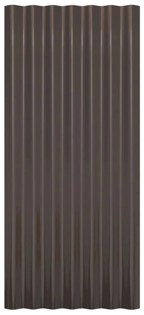 Painéis de telhado 12 pcs 80x36 cm aço revestido a pó castanho