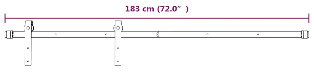 Kit de ferragens para porta deslizante 183 cm aço branco